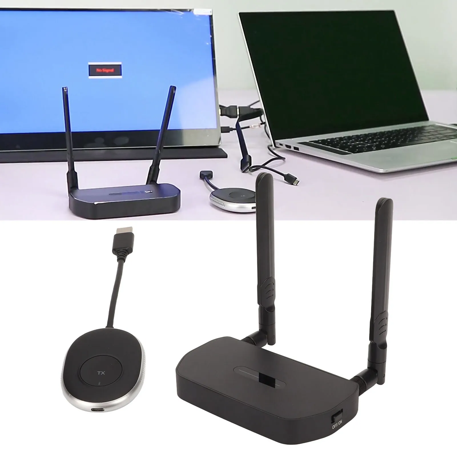 

Wireless Video Extender Kit High Speed Dual Antenna HD Multimedia Interface Transmitter Receiver Delayless for HDTV for Laptop