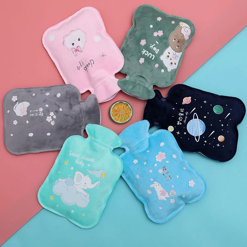 1PC Cartoon Plush Cloth Hot Water Bag Portable Water-filling Hot Water Bottle Hand Warmer Hand Feet Hot Water Bottle Bags PVC