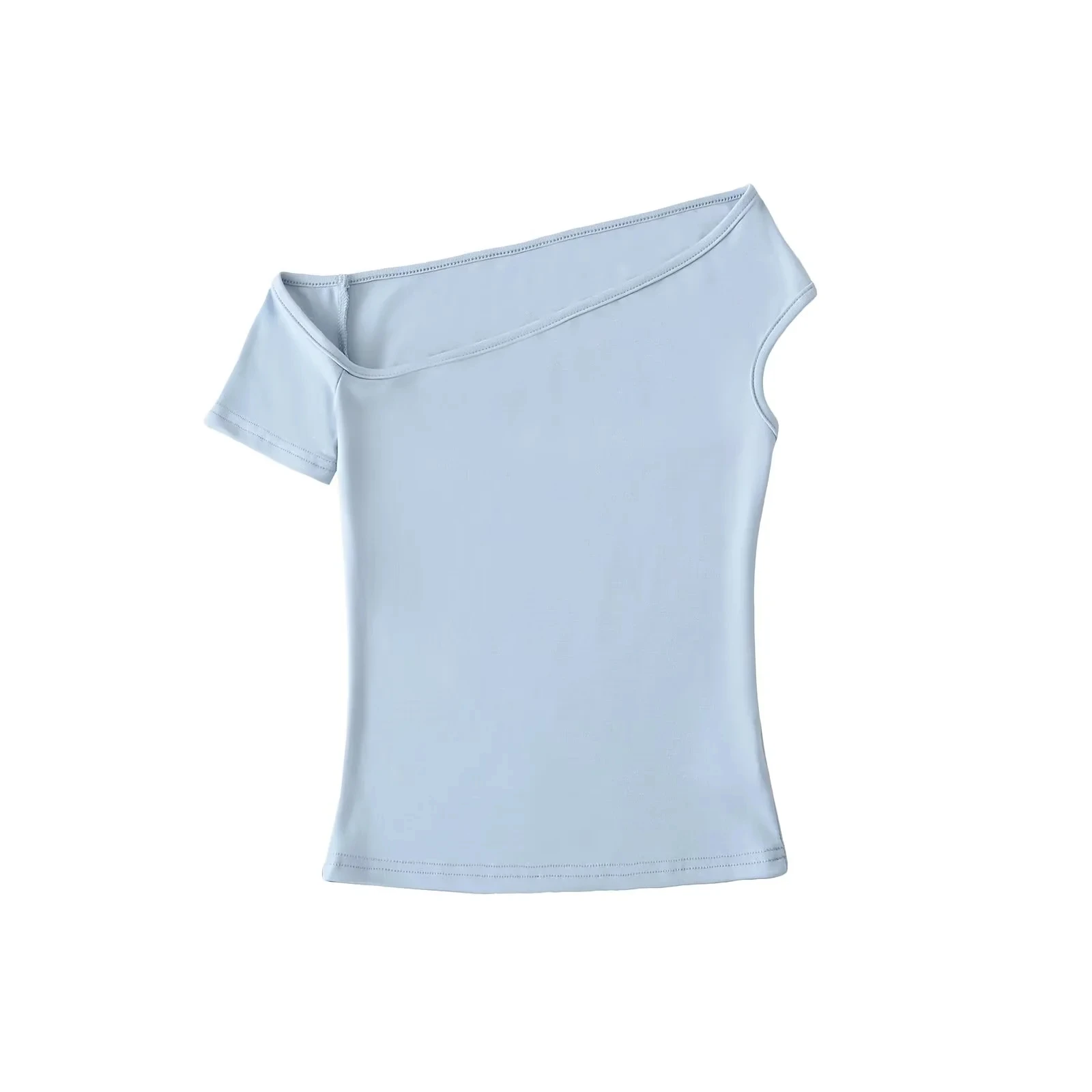 T-shirt sexy ort Sve oulder Bared T-shirt estiva da donna slim fit strato base Top da pendolarismo Sle colore puro lunghezza regolare Sve