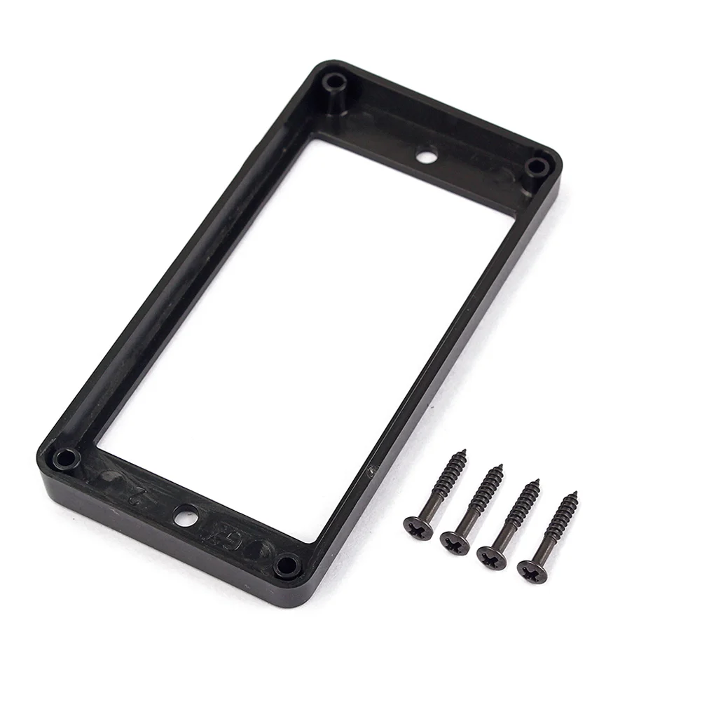 Plastic Flat High Double Coil Electric Guitar Pickup Ring Humbucker Frame Mounting Ring with 4 Screws GB305M (Black)