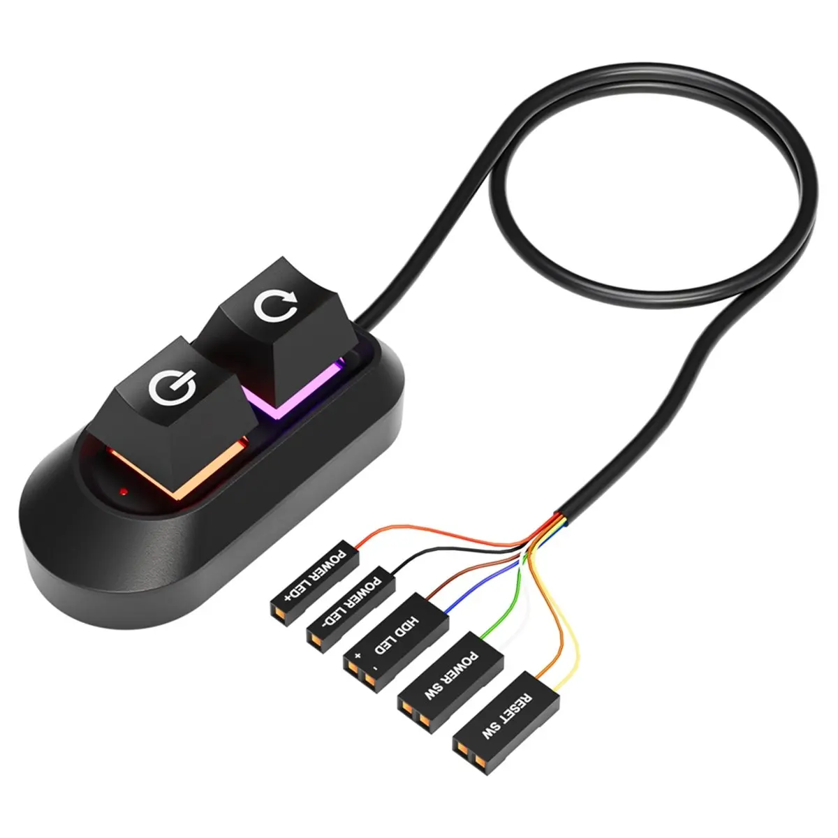 A72Z RGB LED Lights Computer Desktop Switch PC Motherboard External Power on/Off and Reset Button Extension Cable B