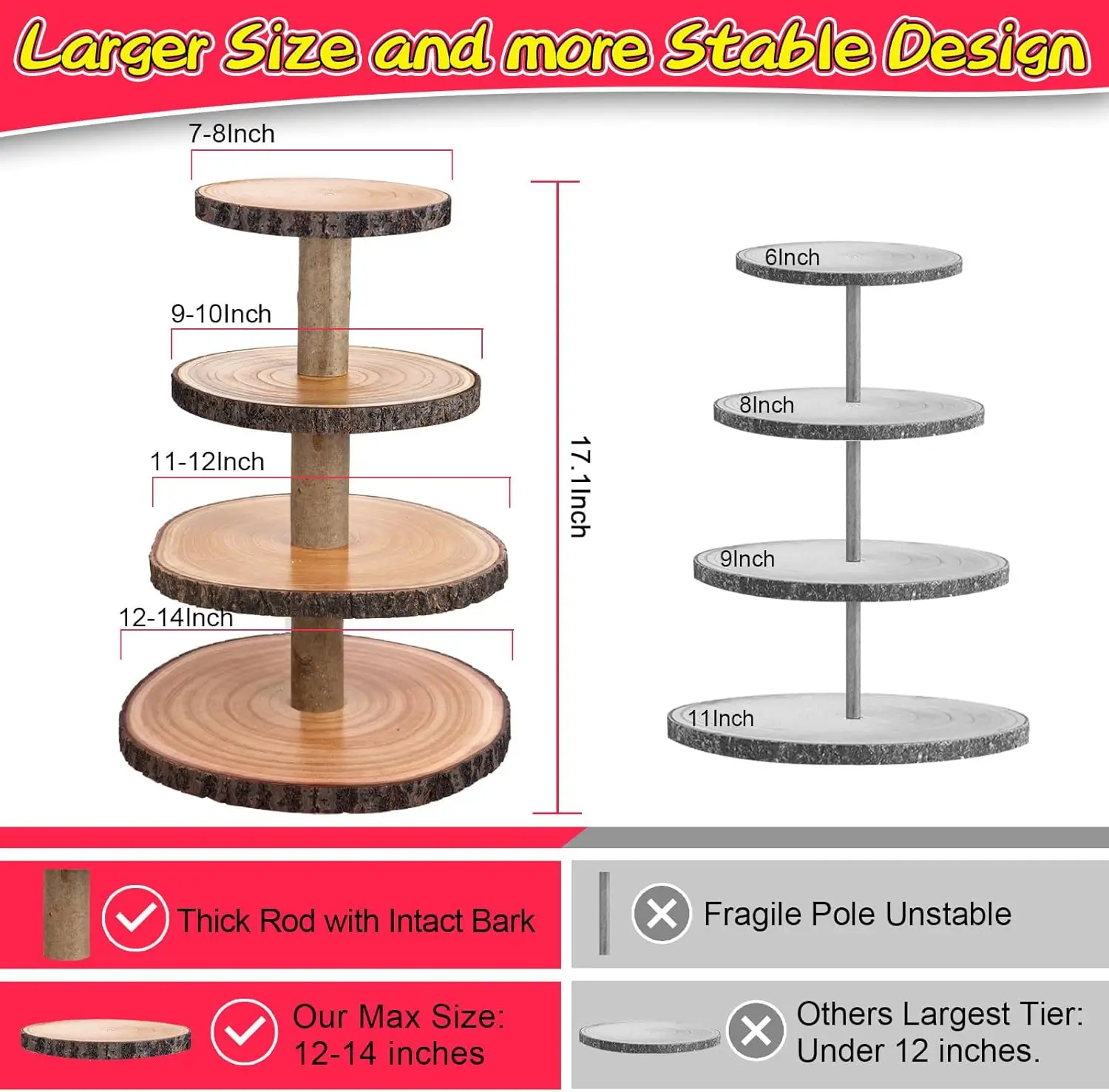 Stand Wooden Tiered Tray Stand 4 Tier Cupcake Holder Wood Cupcake Tower Rustic Dessert Display Stands