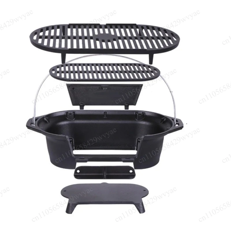 

Portable Cast Iron Charcoal Barbecue Grill