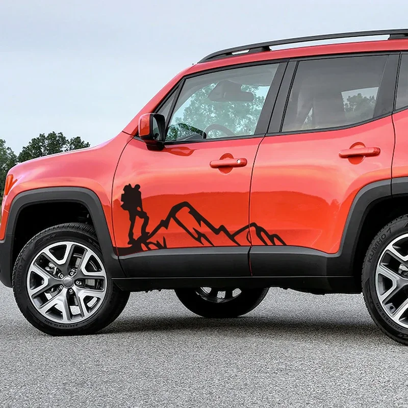 

2pcs Car Side Door Stickers DIY Graphics Mountain Style Decal For Jeep Renegade Compass CHEROKEE Vinyl Cover Auto Accessories