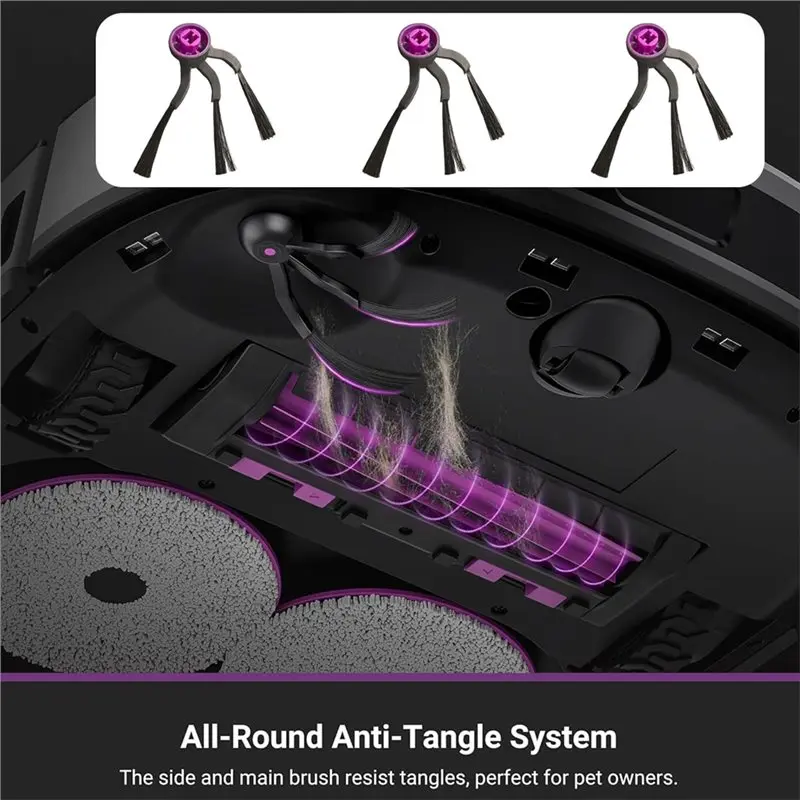 A38T-الفرش الجانبية لـ Midea V16 / Eureka J15 Evo Ultra أجزاء المكنسة الكهربائية الروبوتية ذاتية التفريغ حافة فرش النايلون