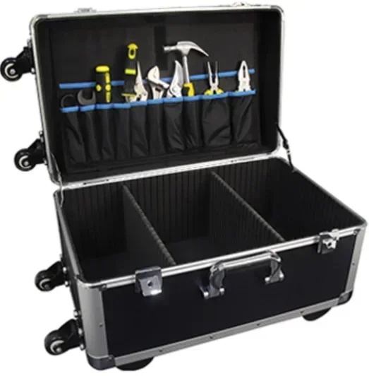 Customized Pull Rod Toolbox Multi-functional Maintenance Large Aluminum Alloy Box Password Lock with Wheel Storage Aviation Case