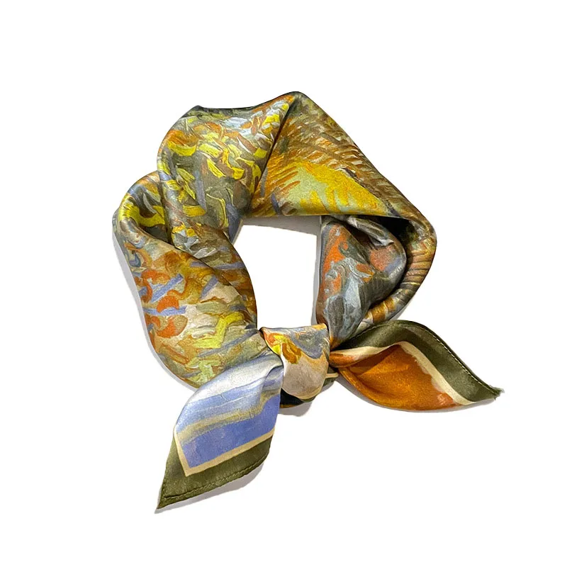 100% Silk Scarf Square Scarves Neck Kerchief Women Pure Foulard Hairbands Lady Flower Designer Female Bandana Ties Bandana Hijab