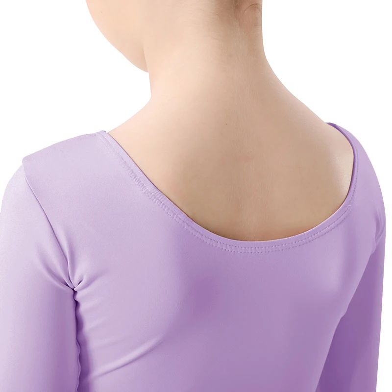 Meninas Mangas Compridas Leotard Ballet Dancewear, Body macio, Roupa de dança infantil, Elastic Gym Suit, Spandex Nylon