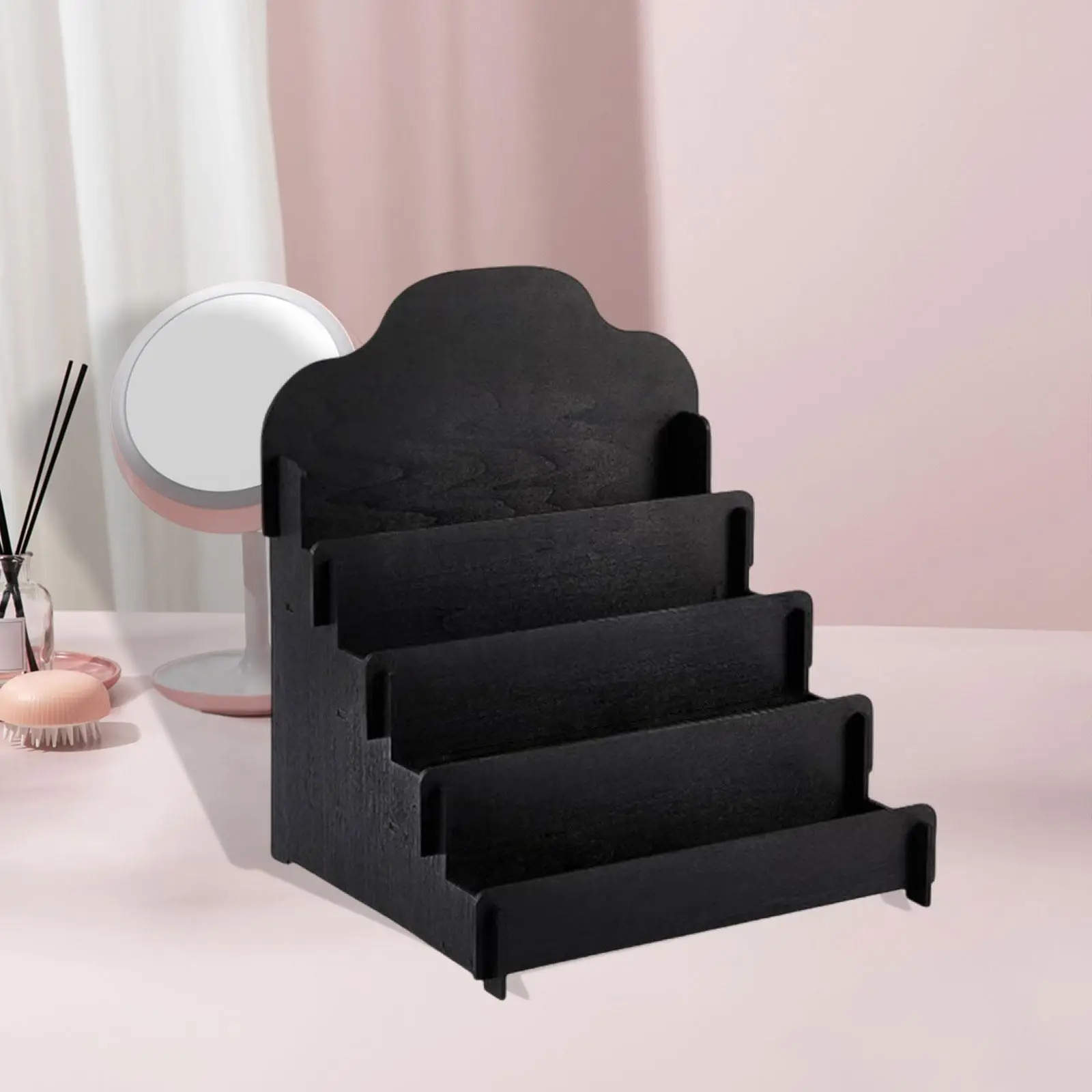 Stylish Wooden Step Display Holder Greeting Card Organizer Storage Rack for Desktop Decoration Desk