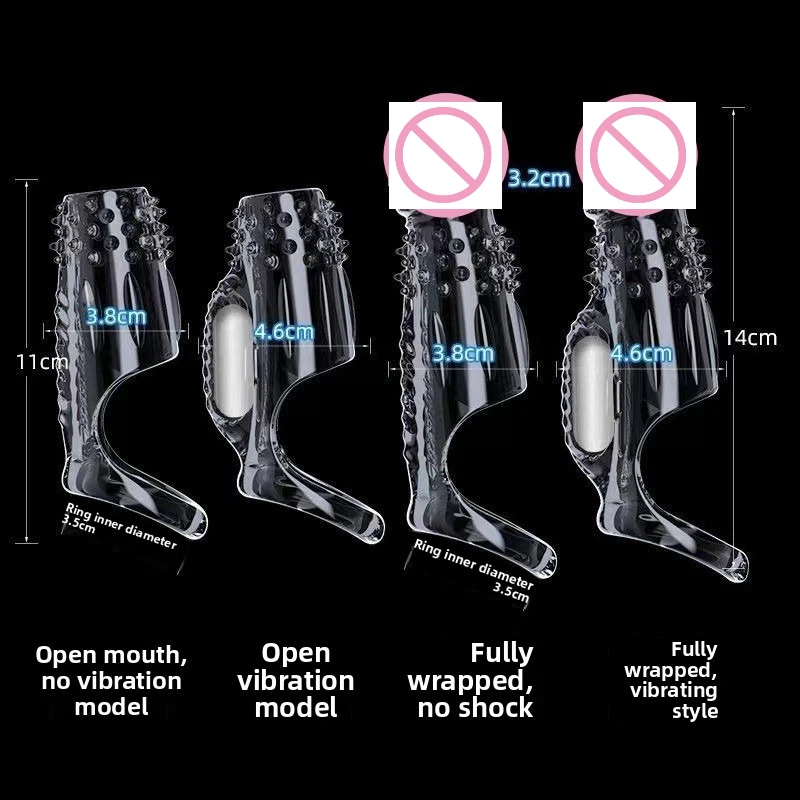 Male Enlarged Thickened Penis Cover, Lock Fine Cover, Foreskin Too Long Resistance Ring Crystal Cover, Wolf Tooth Cover Sex Tool