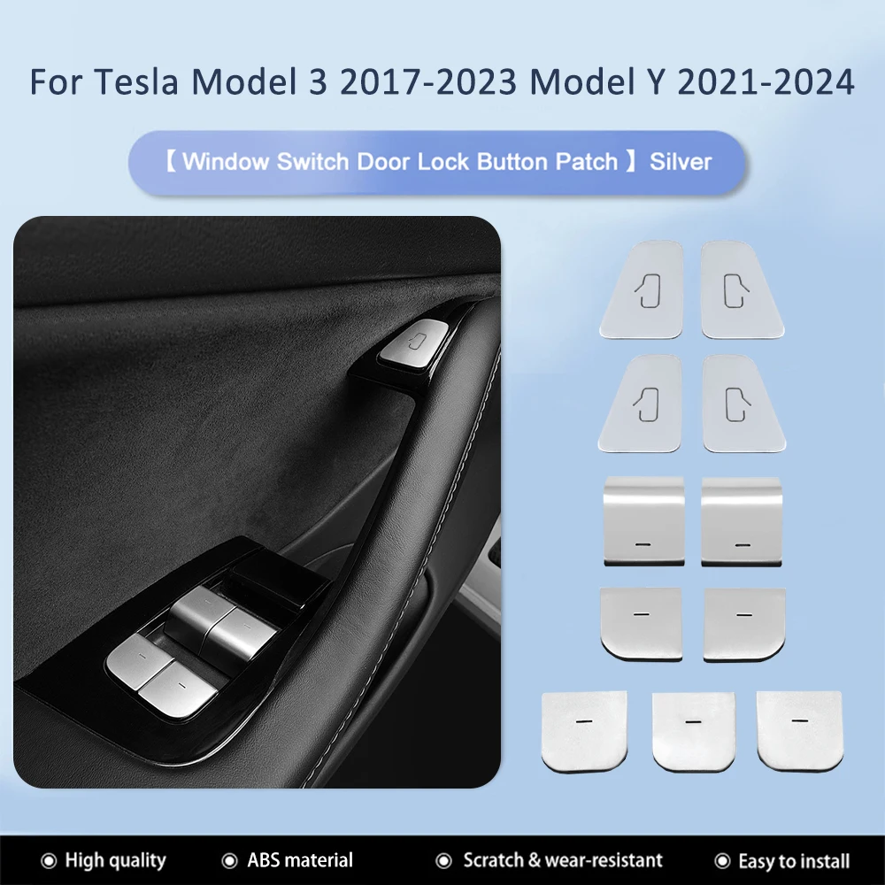 For Tesla Model 3 2017-2023 Model Y 2021-2024 Window Lift Button ABS Door Lock Switch Cover Trim Patch Car Interior Accessories