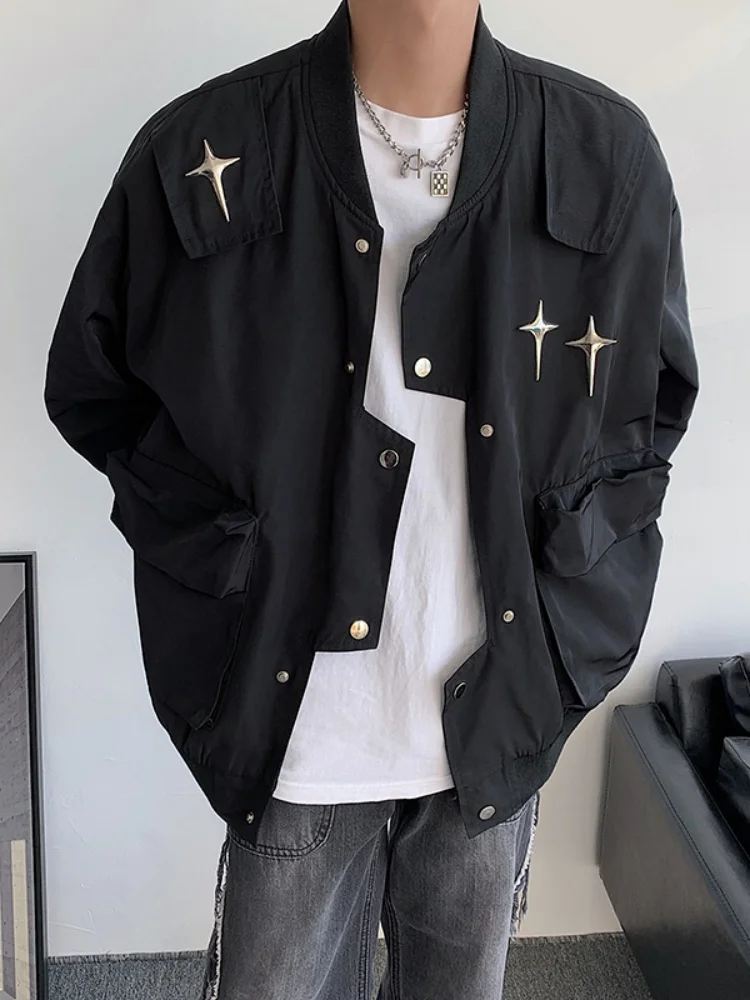 

Ретро-куртка в американском стиле для мужчин: повседневная, модная, молодежная, осенне-весенняя, стильная куртка-пилот с длинными рукавами и декоративными пуговицами