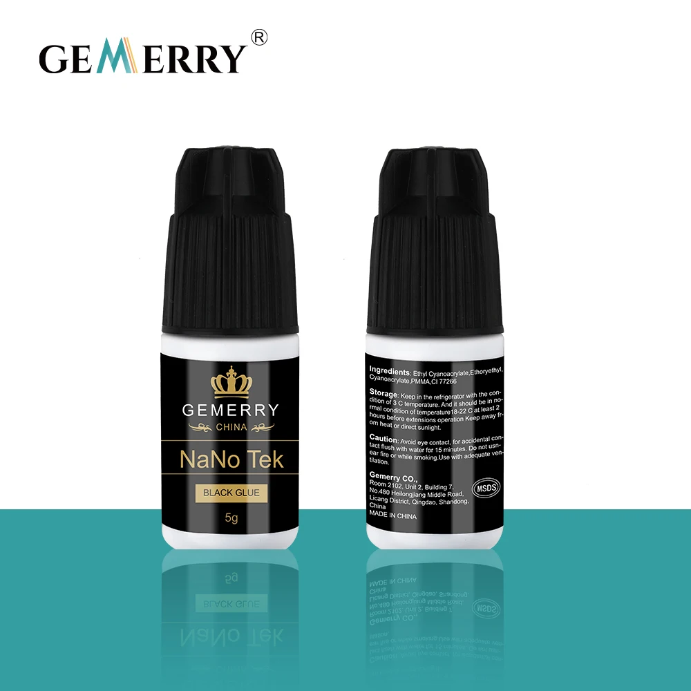 Gemerry Eyelash Extension Glue NaNo Tek 0.5s Fast Drying Adhesive Waterproof Lasting Grafting Lash Glue No Irritant Makeup Tools