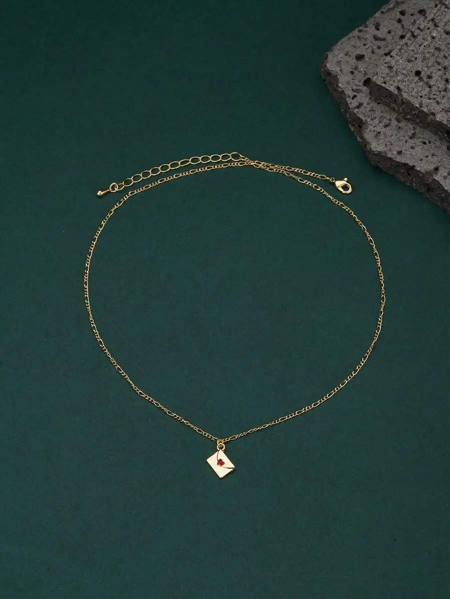

Exquisite Heart Mini Envelope Style Necklace Minimalist Elegant Accessory For Party Valentine Gift