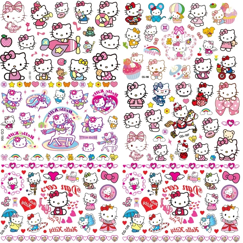 Hello Kitty Sticker Laptop Skin Cute Sticker Girl Cartoon Toy Stickers Children's Toy Decoration Patch Disposable Tattoo 2024