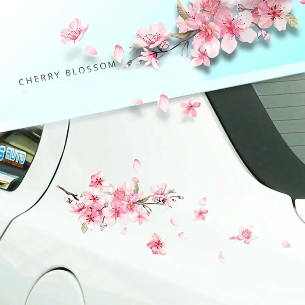 Fuel Tank Scratch Creative Pink Float Stickers Sakura Car Sticker Waterproof Marks Headlight Decal