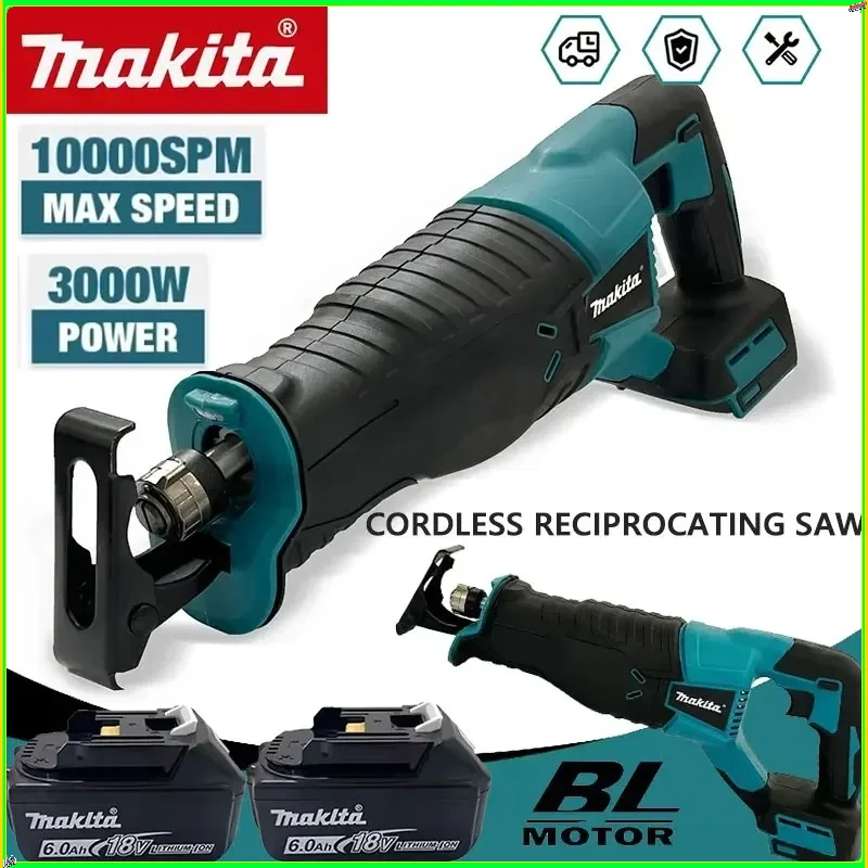 

Бесщеточная сабельная пила Makita, портативный аккумуляторный электроинструмент с 4 пильными полотнами для аккумулятора Makita 18В