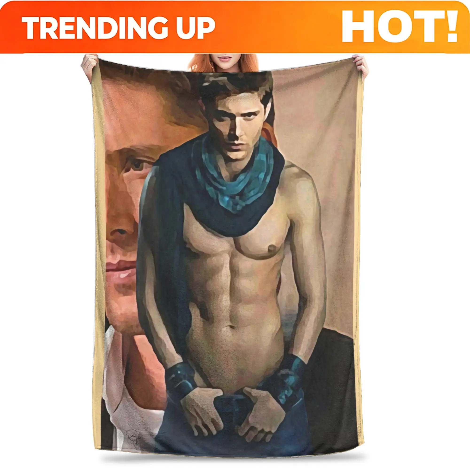 Customize Jensen Dean Minimalist Blanket with Jensen Dean Actor Portrait Print - All-Season Soft Bedspread/Throw for Home, Offic
