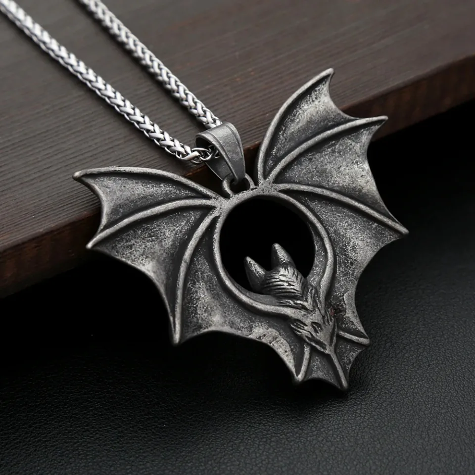 Vintage Black Bat Pendant Necklace For Men 316L Stainless Steel Punk Hip Hop Animal Necklaces Party Jewelry Gifts Dropshipping