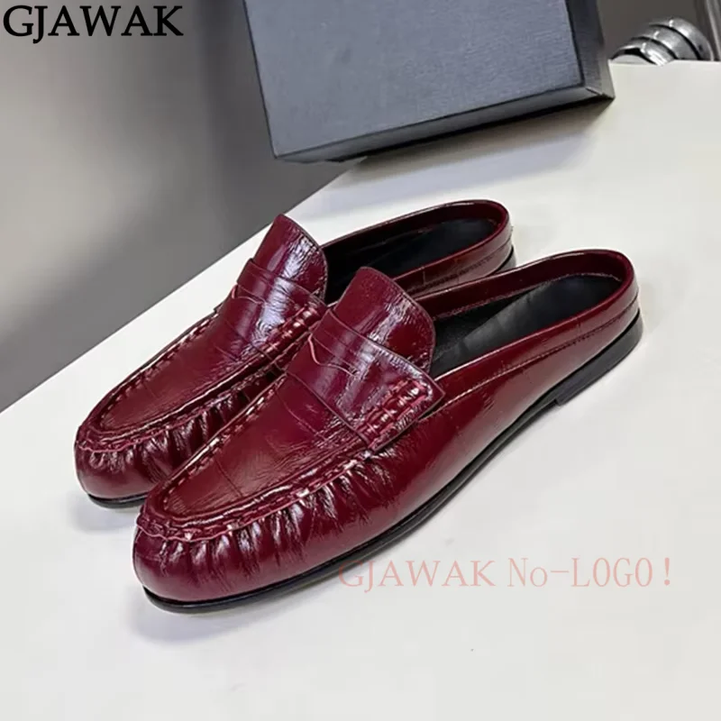 Autumn Suede Leather Flat Half Slippers Women Round Toe Slip On Loafers Women's Slides Hot Classic Casual Shoes Flats Slippers