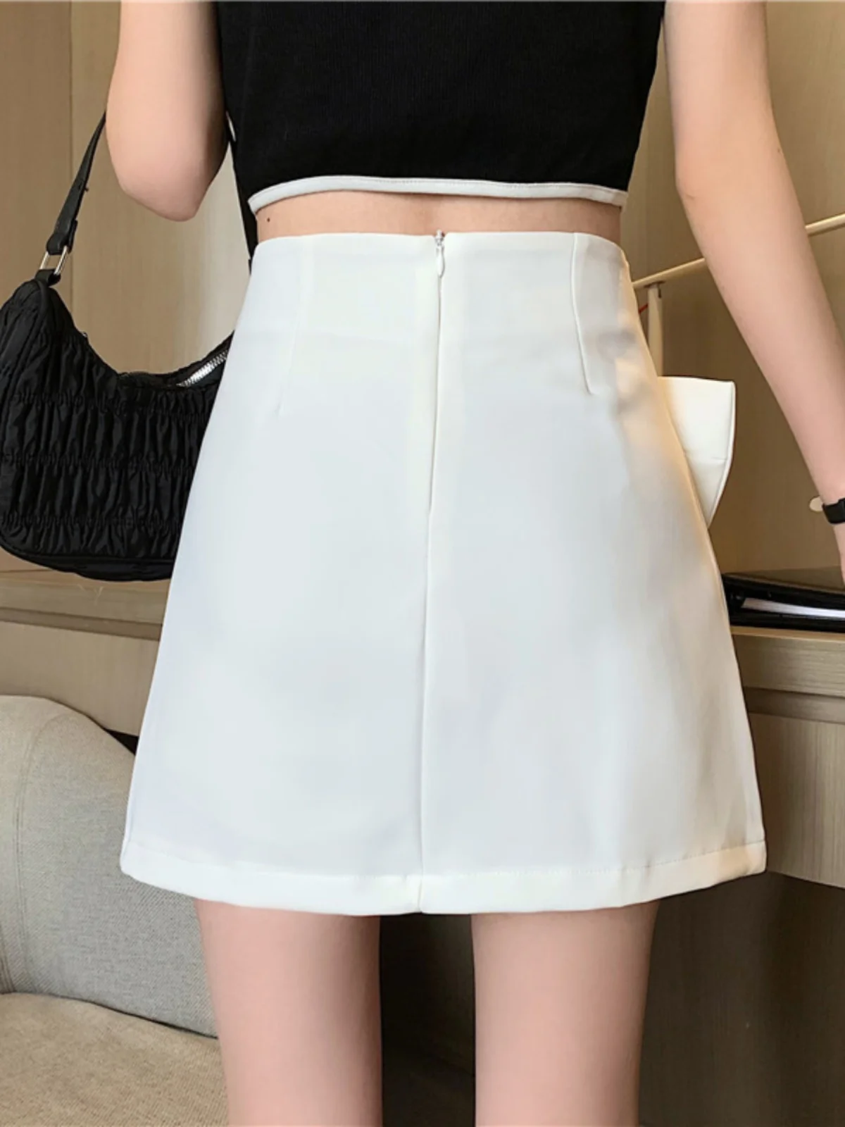 تنورة نسائية صيفية كبيرة الحجم عالية الخصر بفيونكة حلوة جديدة تنورة أنيقة بمزاج على شكل حرف a تنانير كورية متعددة الاستخدامات لتقليل العمر