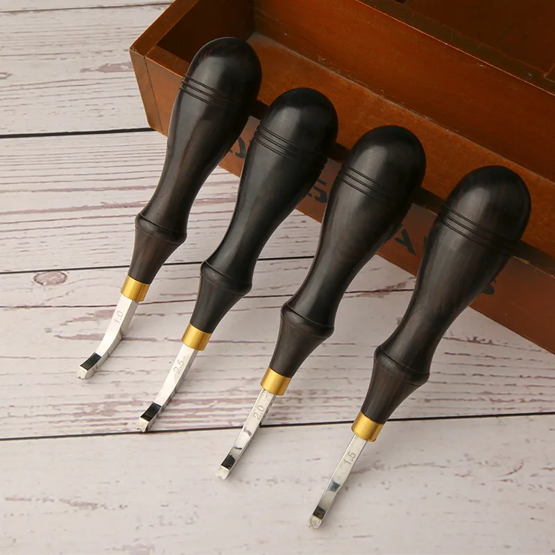 Professional Leather Craft Hand Tools Leather Edge Creasing Tool with Wood Handle