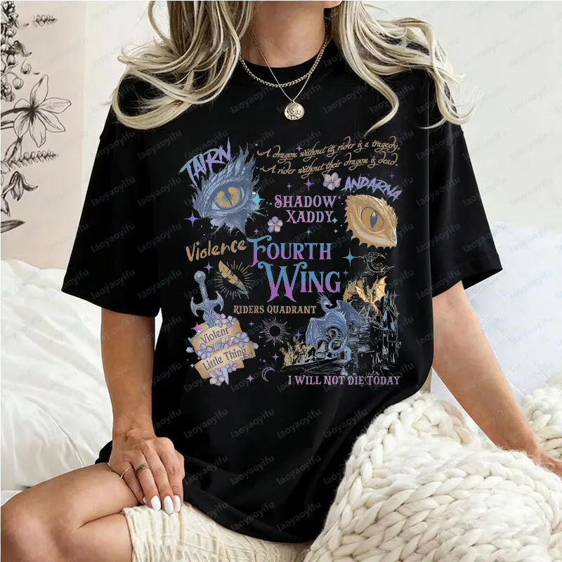 Fourth Wing Onyx Snow Men Women Tee Xaden Riorson Dragon Rider Book Lover Cotton Tshirt Merch Empyrean Series Booktok Tops Gift