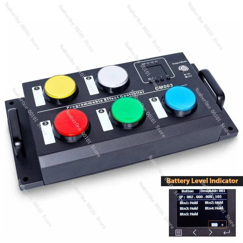CM003 Lighting Controller, DMX512 Art-Net SACN 5 Keys 10 Programmable Scenes Battery Powered Standalone For LED Display