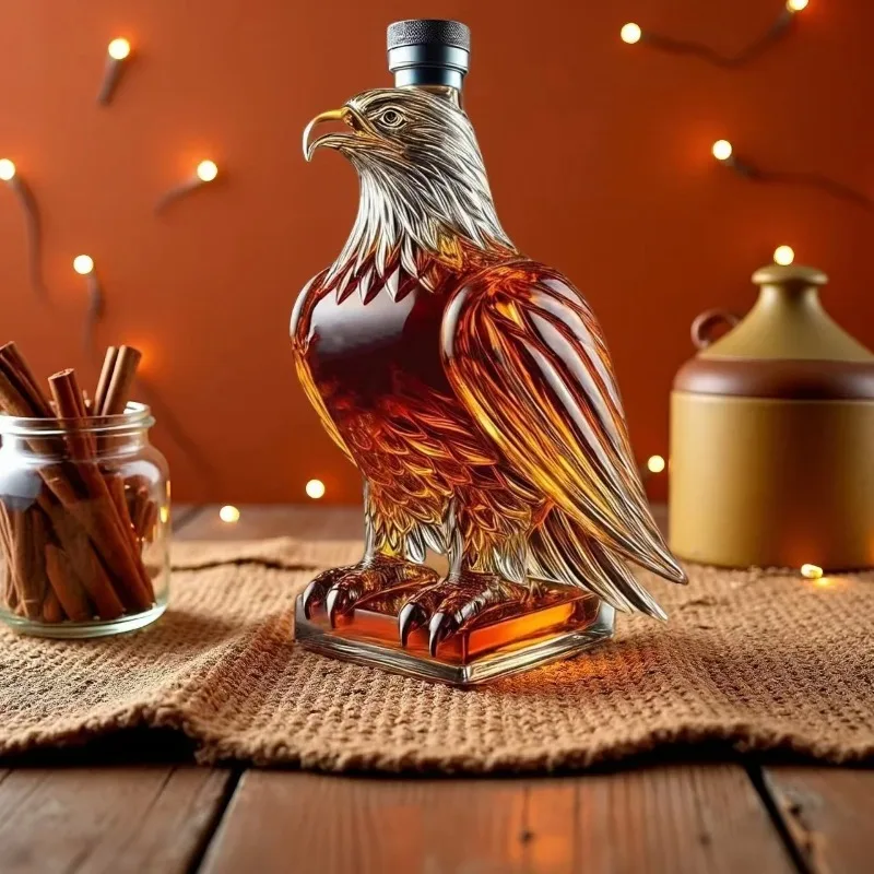 350Ml Owl Wolf King, and Eagle modeling Whiskey Bottle High Borosilicate Glass Animal-shaped Bottle New Whiskey Bottle