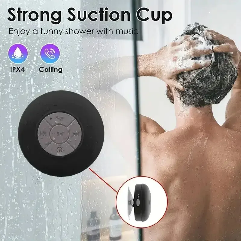 Mini haut-parleur Bluetooth portable, haut-parleur Bluetooth, microphone intégré, ventouse injuste, cadeau de douche de téléphone