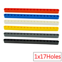 10Pcs Technical Arm Beam Liftarm 1x17 Holes Thick Brick Building Blocks Accessories Compatible MOC Car Parts Educational Toys