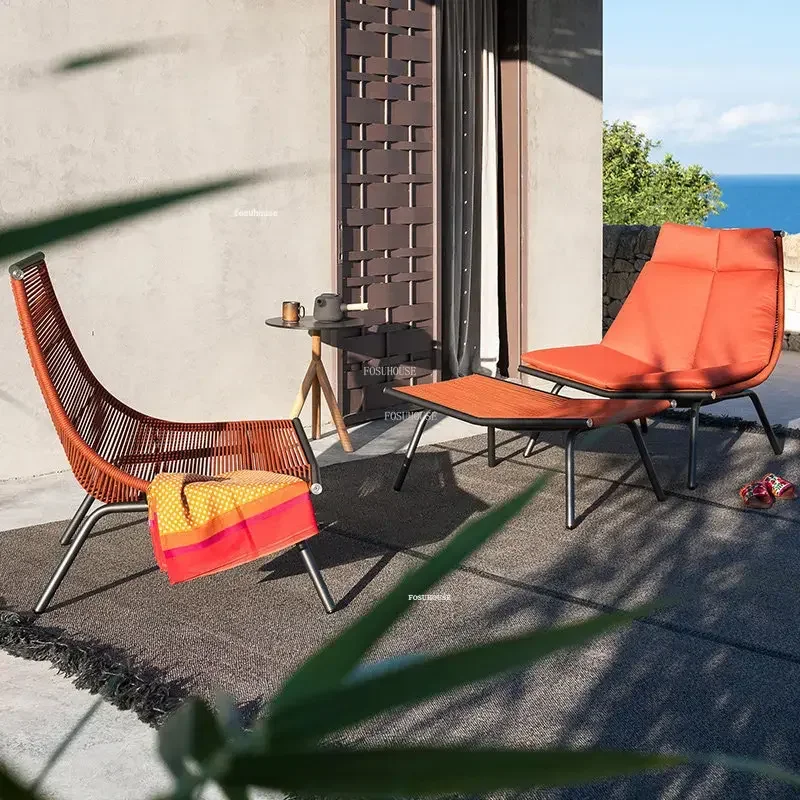 Modern Creative Rattan beach Chairs Nordic Outdoor Furniture Home camping Leisure outdoor Chair Simple Garden Lazy Rocking Chair
