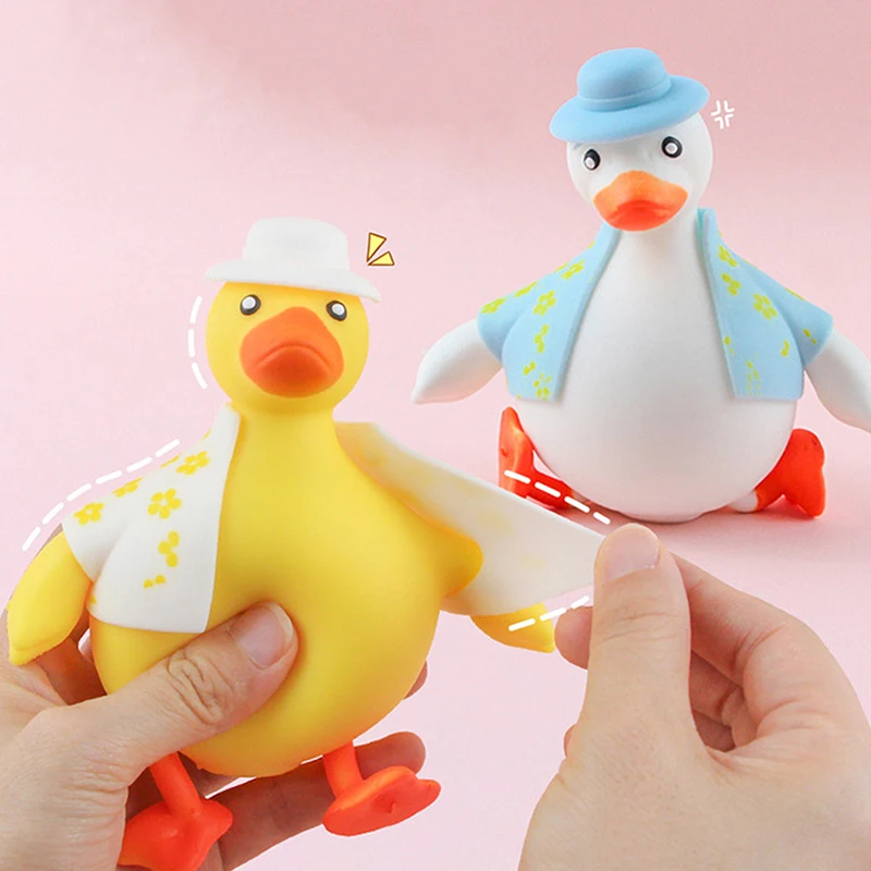 Cartoon Dress Up Duck Squeeze Toy Silicone Pinch Decompression Stress Relief Toy For Kids Gift