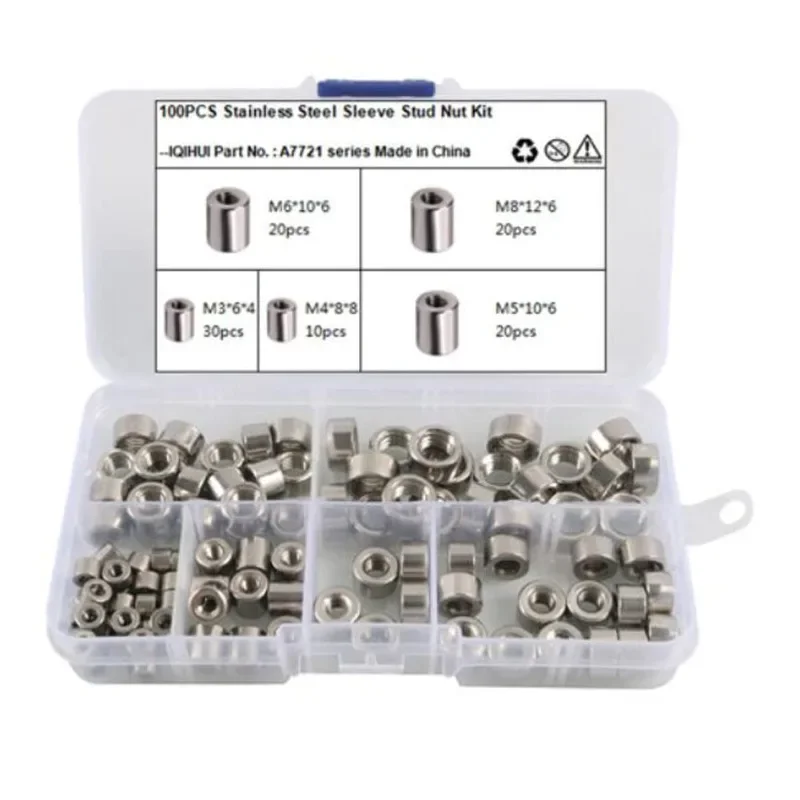 100Pcs Cylinder Head Nut Stainless Steel Round Connector Bolts and Nuts M3 M4 M5 M6 M8 for Things That Require Quick Adjustments