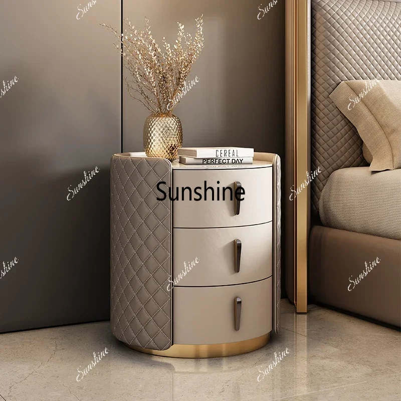 Storage Modern Nightstand Aesthetic Luxury Simple Leather Bedside Table Italian Trendy Muebles Para Cuarto Bedroom Furniture
