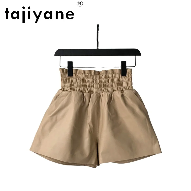 TAJIYANE Real Leather Shorts Sheepskin Short Femme Elastic Waist Women's Shorts Colorful Casual Shorts for Woman Korean Шорты