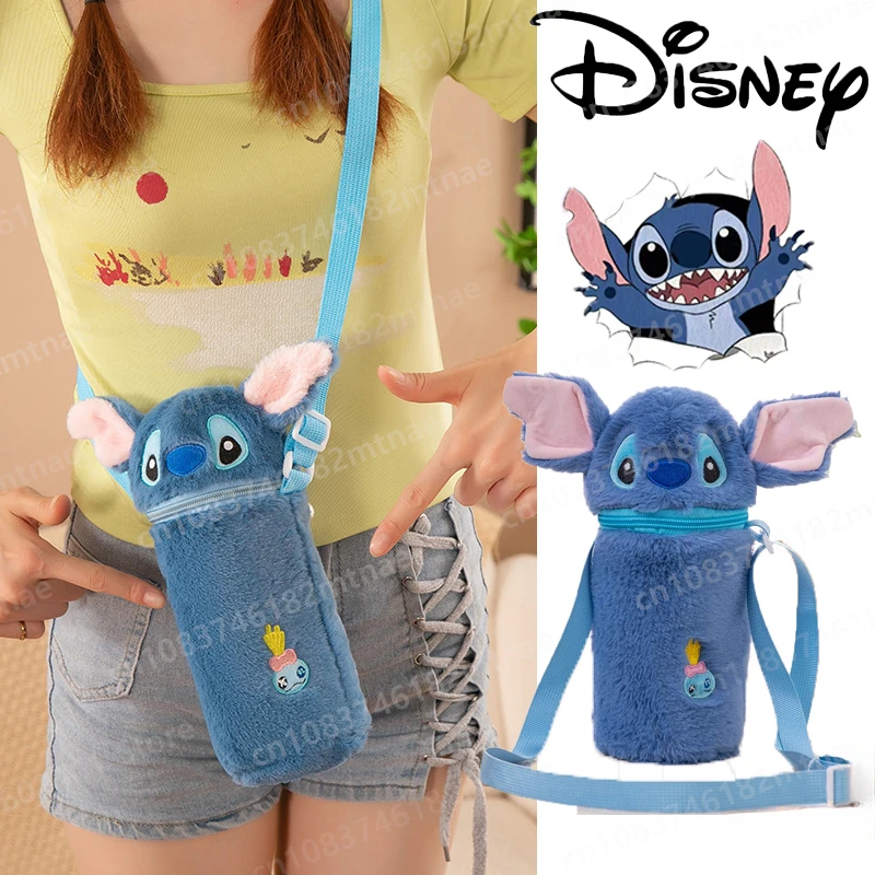 

Kawaii Disney Cartoon Stitch Plush Kettle Bag Can Be Crossbody Cup Set Thermos Cup Protective Sleeve Children's Christmas Gifts