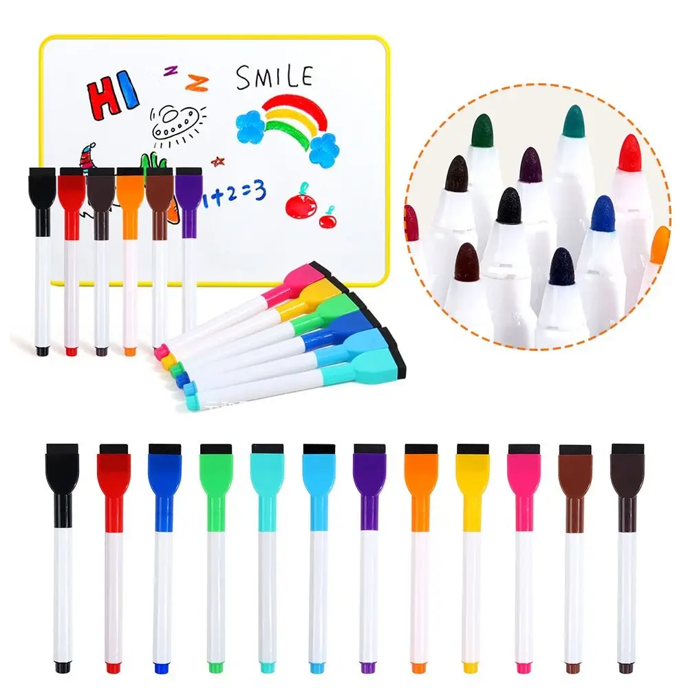 

Multi-Color Whiteboard Pen Cartoon Erasable Whiteboard Graffiti Art Marker Pen Built In Eraser Highlighters Students