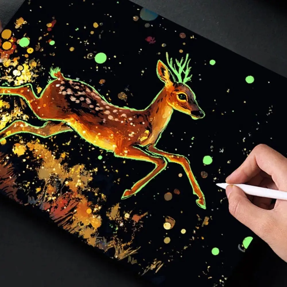 الإبداعية ورقة خدش اللوحة ورقة كيت تأثير مضيئة DIY قوس قزح الفن بطاقات بريدية خدش تصميم مضيئة الفن مجموعة هدية