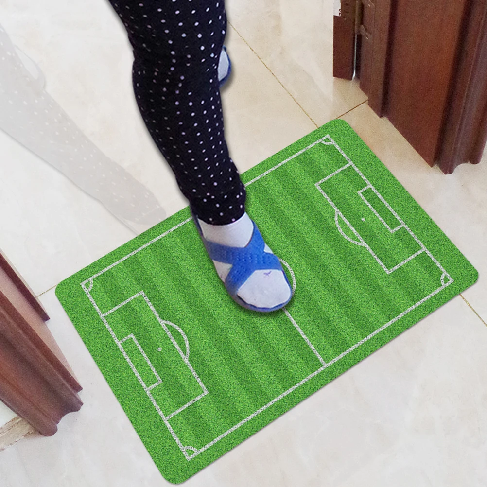 

Non skid Doormat Absorbent Entrance Mat Football Design Bathroom Door Front Artificial Ground Pad Polyester Restaurant Thick
