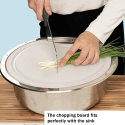 RV Stainless Steel Round Vegetable Sink With Cutting Board With Cover Plate Kitchen Sink Stainless Steel Retrofitting Accessorie