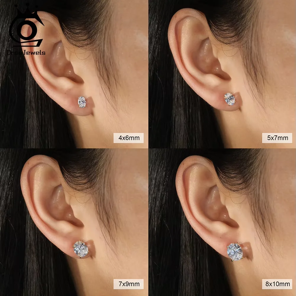 ORSA JEWELS 925 Sterling Silver Oval-Cut Zircon Earrings for Women Shiny 8A Premium Cubic Zirconia Earrings Party Jewelry LZE03