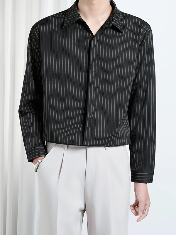 

Мужская повседневная рубашка-поло с длинным рукавом, осенняя коллекция 2025, в полоску, немнущаяся, не требующая глажки, универсальная, дышащая, приятная к телу...