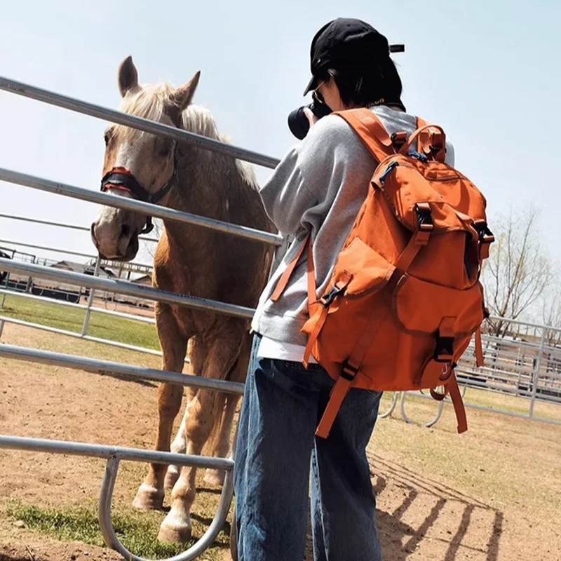 Shine Orange High Quality Nylon Backpacks String Water Proof Large Capacity Casual Outdoor Bags for Unisex 2024 New hot mochilas