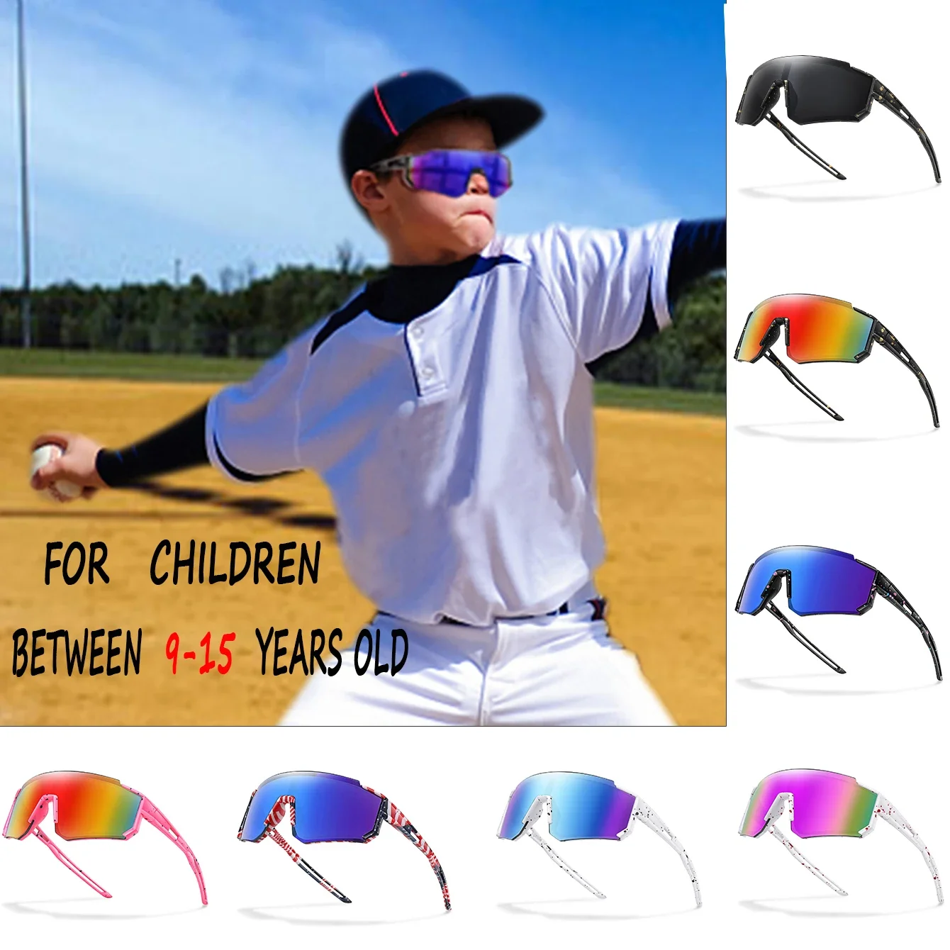 HD-Outdoor-Sport-Sonnenbrille für Kinder, professionelle Kinder-Fahrradbrille, Laufsonnenbrille.