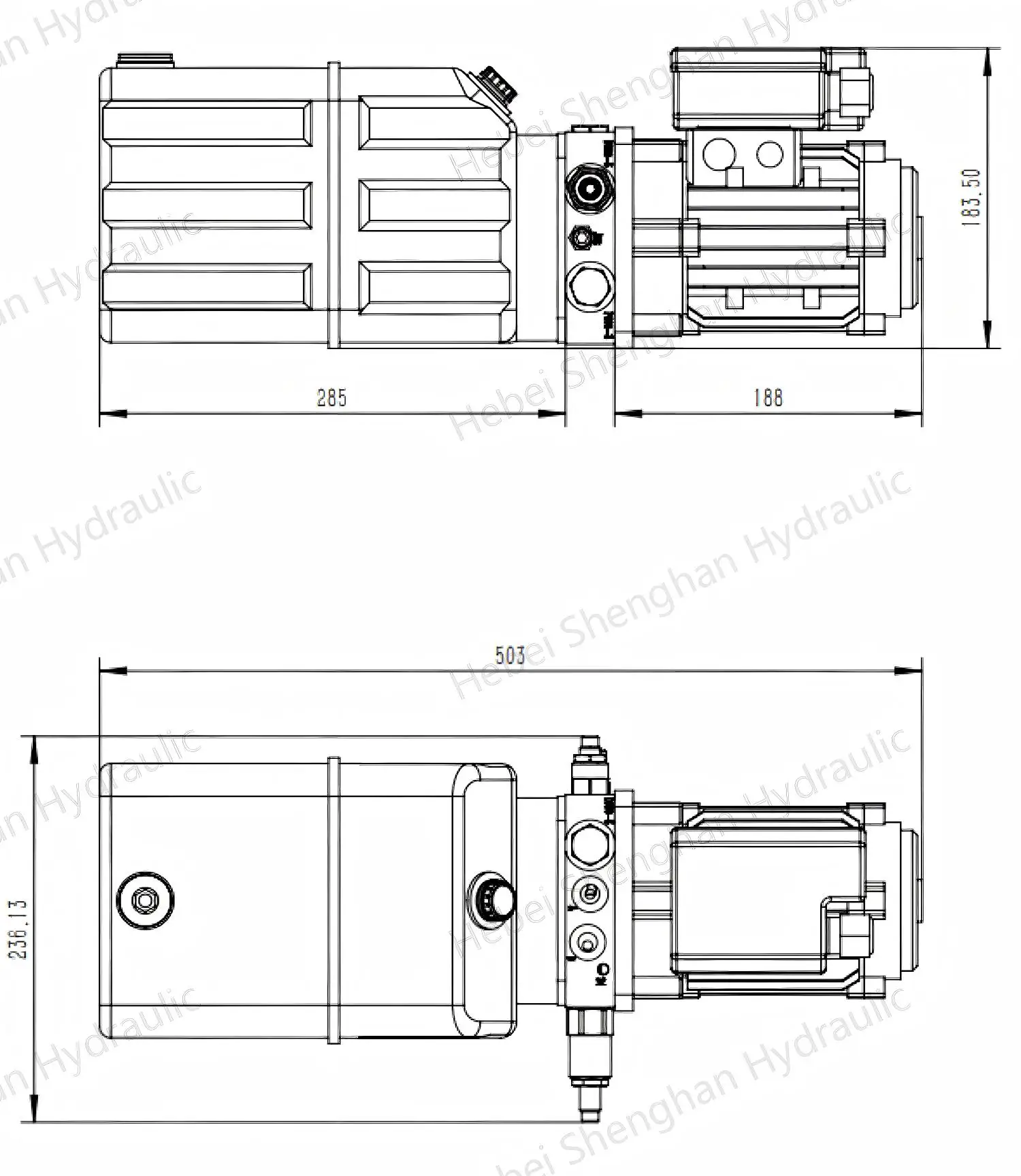 Hydraulic Pump Hydraulic Power Unit Single Phase 1HP 220V Hydraulic Power Pack For 2 & 4 Post Lifts Car Lift 5L Tank