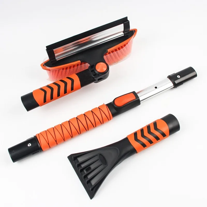 Telescopic Snow Brush with Silicone Squeegee Ice Scraper Multi‑functional Removal Shovel