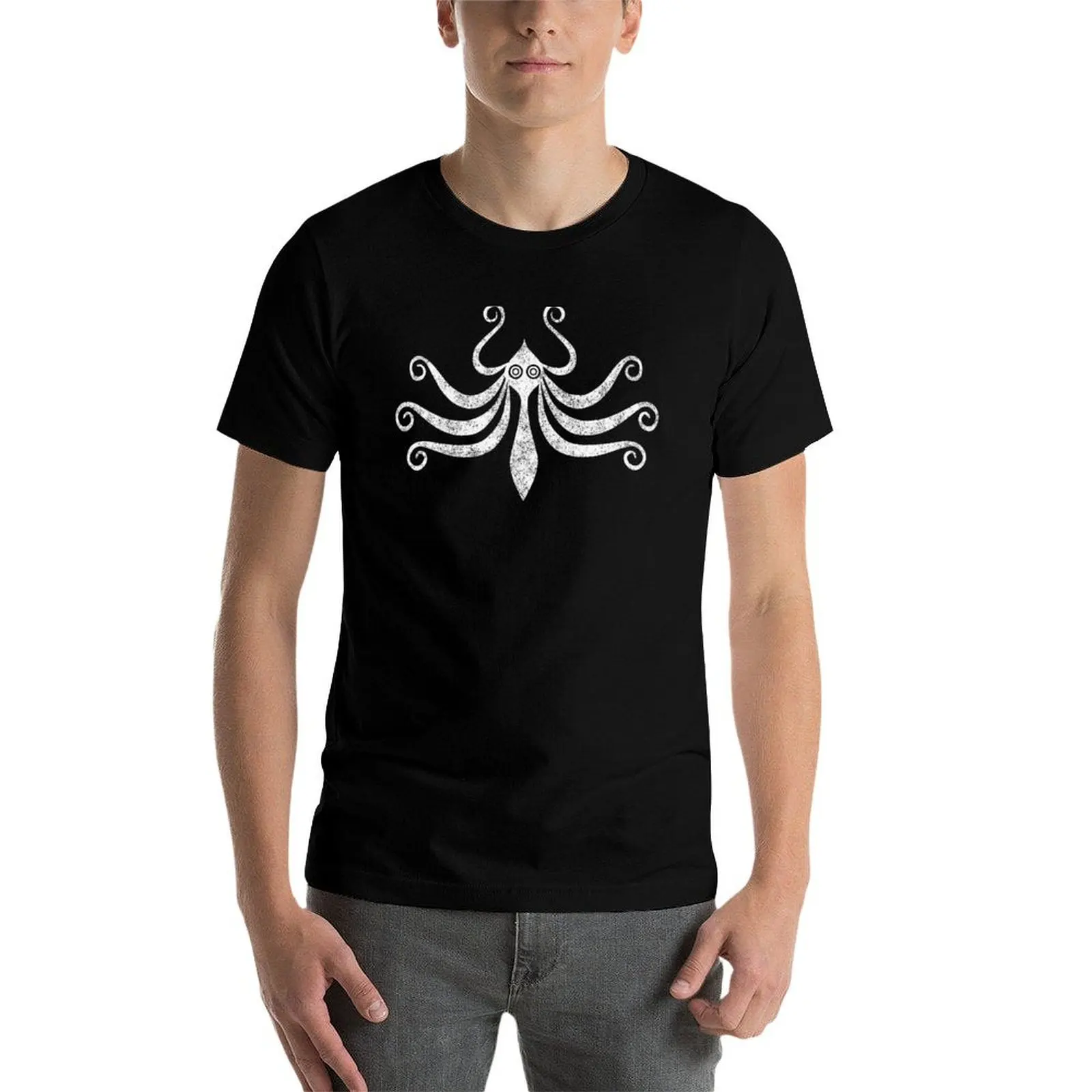 Minimal Marine Style Minoan Octopus - distressed look T-Shirt aesthetic clothes Luxury man mens t shirt