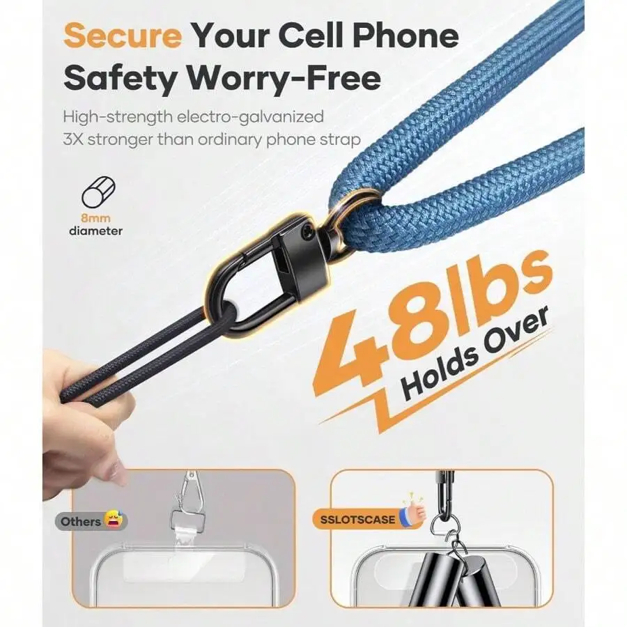 

Premium Blue Nylon Phone Lanyard With Metal Buckle Adjustable Anti-Theft Neck Strap For Smartphones