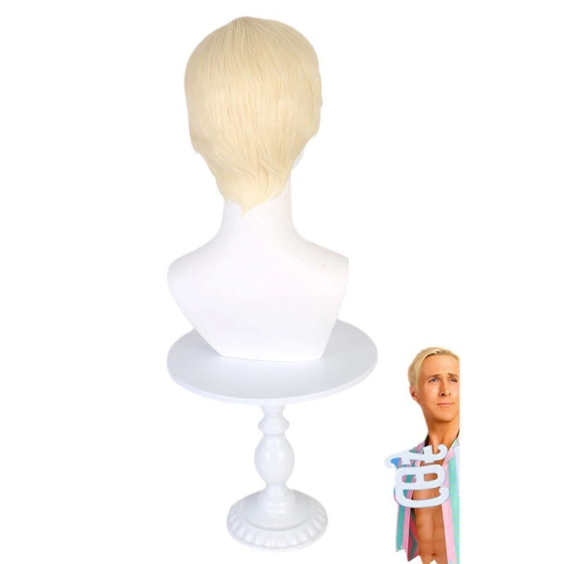 الرجل الذهبي الشعر القصير أربي أفلام الذكور الرصاص كين تأثيري شعر مستعار euramerican ملابس يومية موضة مقلد الشعر عطلة ارتداء شعر مستعار كامل #4